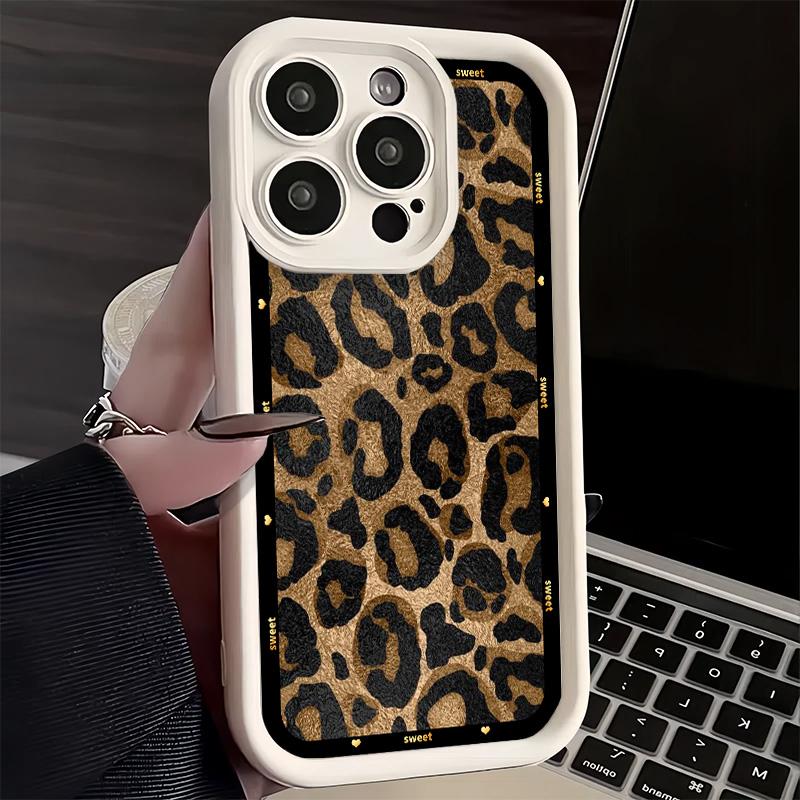 Phone Case for iPhone 17 Air 16E 15 16 Pro Max Fashion Sweet Leopard Print Cover 14 Plus 13 12 Mini Soft Shell Silicone Fundas