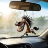 Creative Big-Mouth Horse 2D Acrylic Cartoon Pattern Auto Rearview Mirror Hanging Car Pendant Decor Friend Gifts