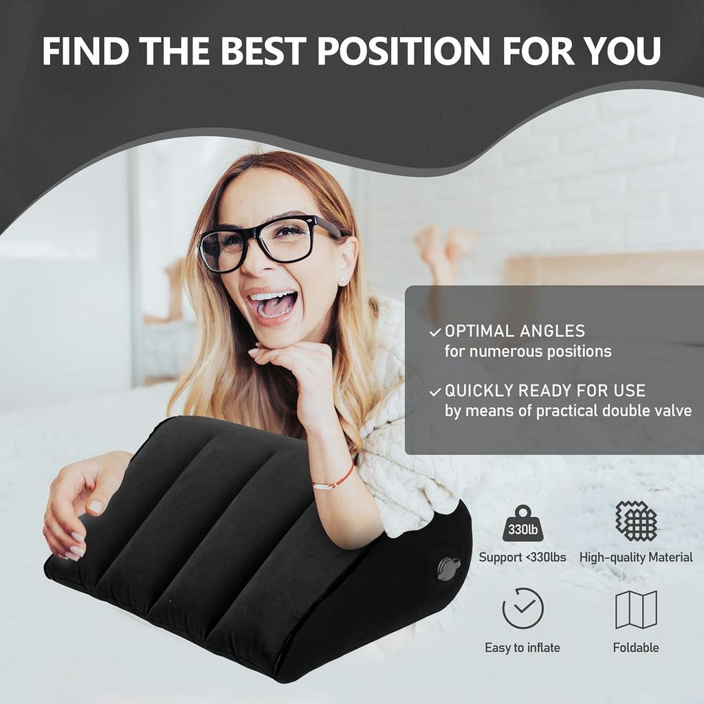 Portable Wedge Pillow Inflatable Cushion - Body Positioners Lightweight Wedge Pillow for Sleeping, Leg Elevation, Use in Bed, Travel, Camping, Fast