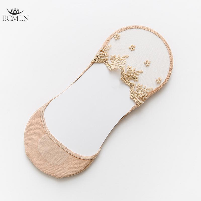 

1/4 пары женских невидимых силиконовых носков с кружевным цветком, мягкие повседневные, нескользящие, летние носки-лодочки с низким вырезом и подкладкой 1 pairs бежевый