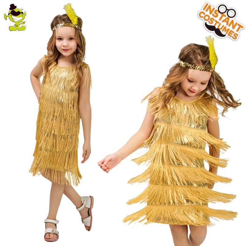 Retro Tassel Skirt Costume for Girls' Latin Dance and Party Performances