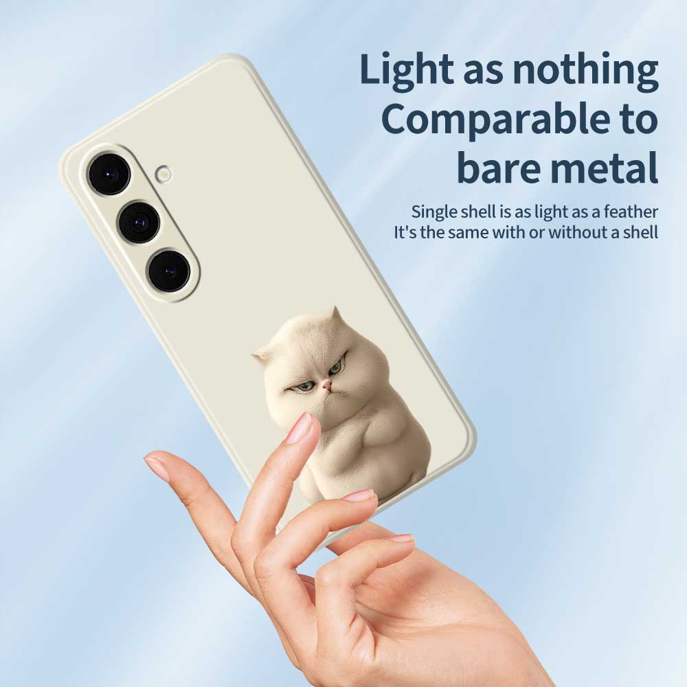 For Samsung Galaxy S24 FE Case Angry Cat Pattern Printing Straight Edge TPU Phone Back Cover