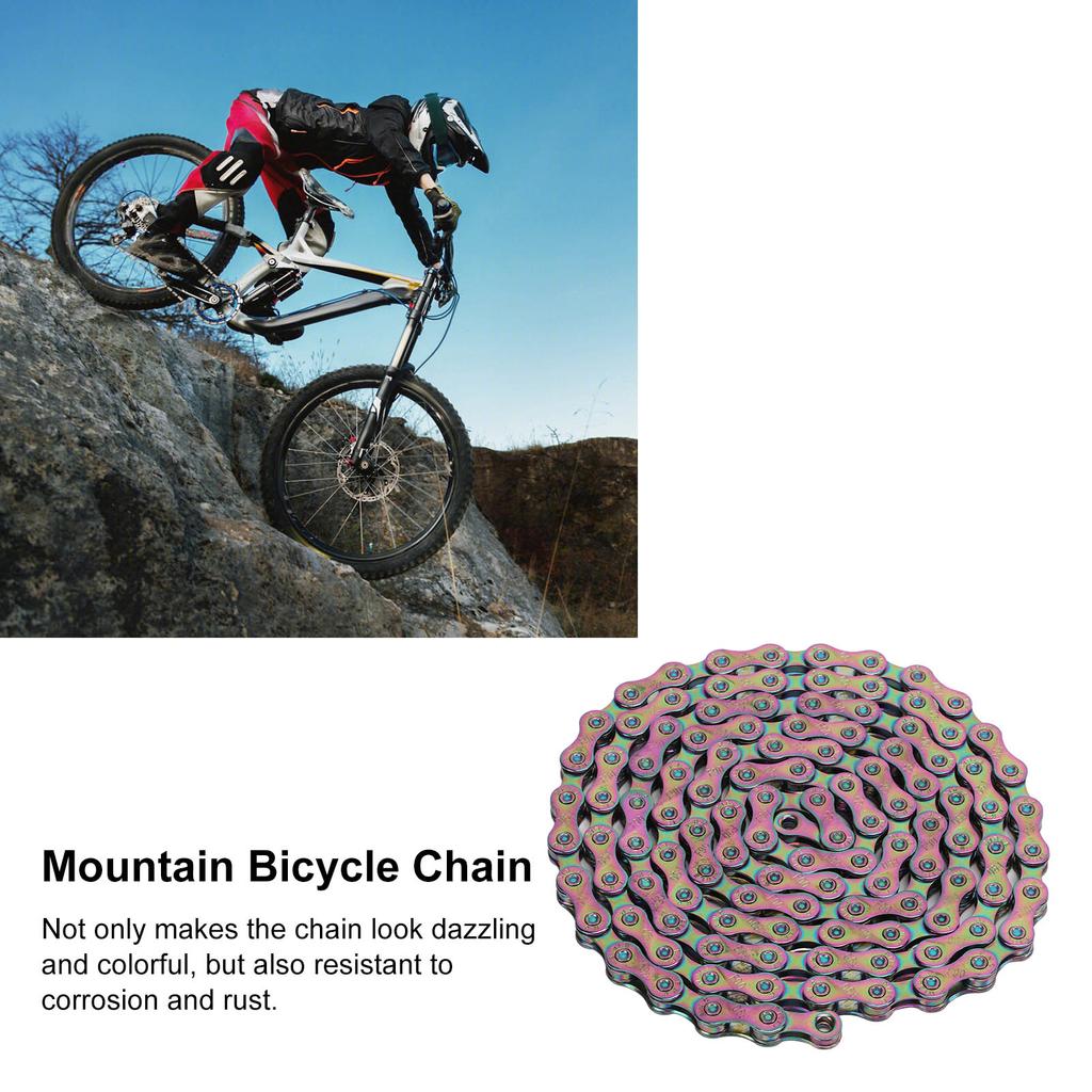 9 Speed Colorful Ultralight Bicycle Chain MTB Road Bike Manganese Steel Electroplate Chain