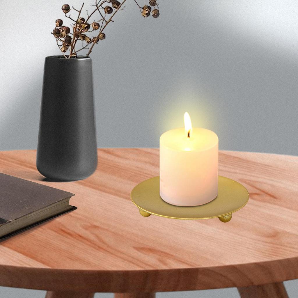 Iron Plate Candle Holder Geometric Candle Plate Decorative Candlestick Tea Light Holder Centerpiece for Home Decor