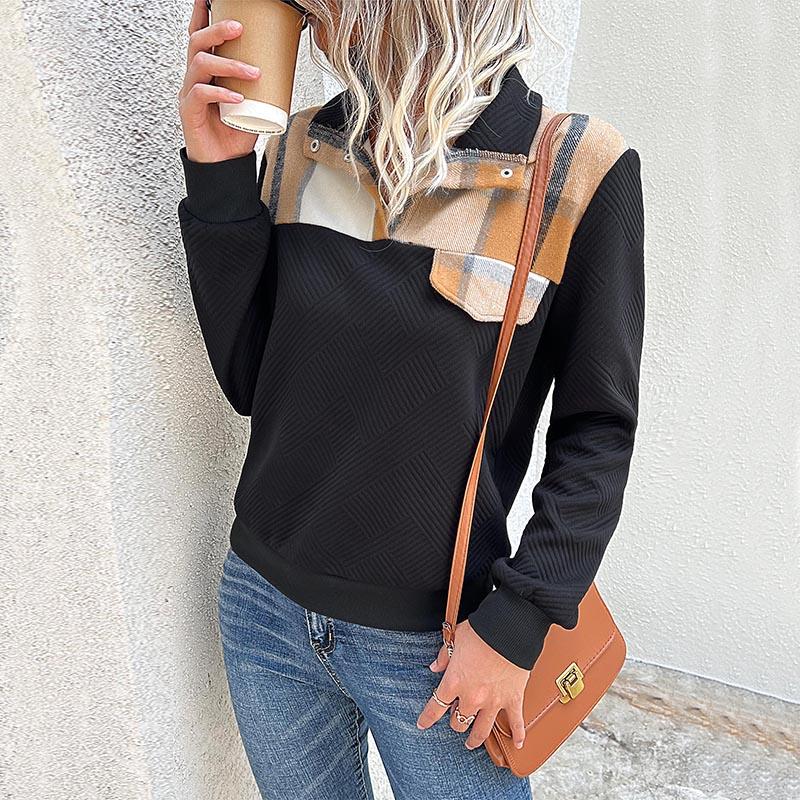 YYFS Women's Fashion Casual Plaid Print Autumn Winter Long Sleeve POLO Neck Sweaters