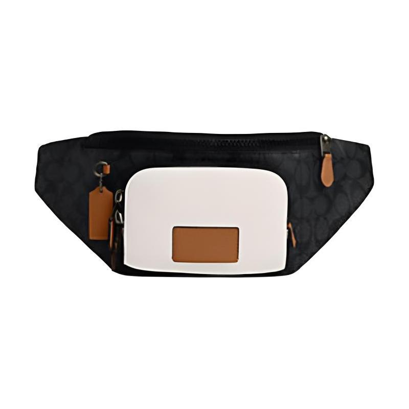 COACH Track 40 Logo Logo Zipper closure Coated canvas and calfskin Waist bag Large Women s Charcoal Gray серый
