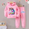 Einhorn Hoodies Warme Fleece-gefütterte Mädchen Einhorn Hoodies Und Sporthosen 2tlg Mädchen Sweatshirt Anzug Trainingsanzug Herbst Und Winter