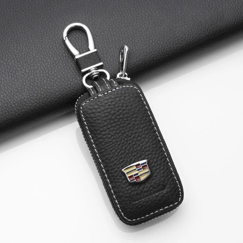 

Leather Car Key Bag Case for Cadillac Escalade CTS ATS SRX Deville BLS XT4 XT5 XT6 STS XTS SLR XLR CT4 CT5 CT6 Auto Accessories чёрный