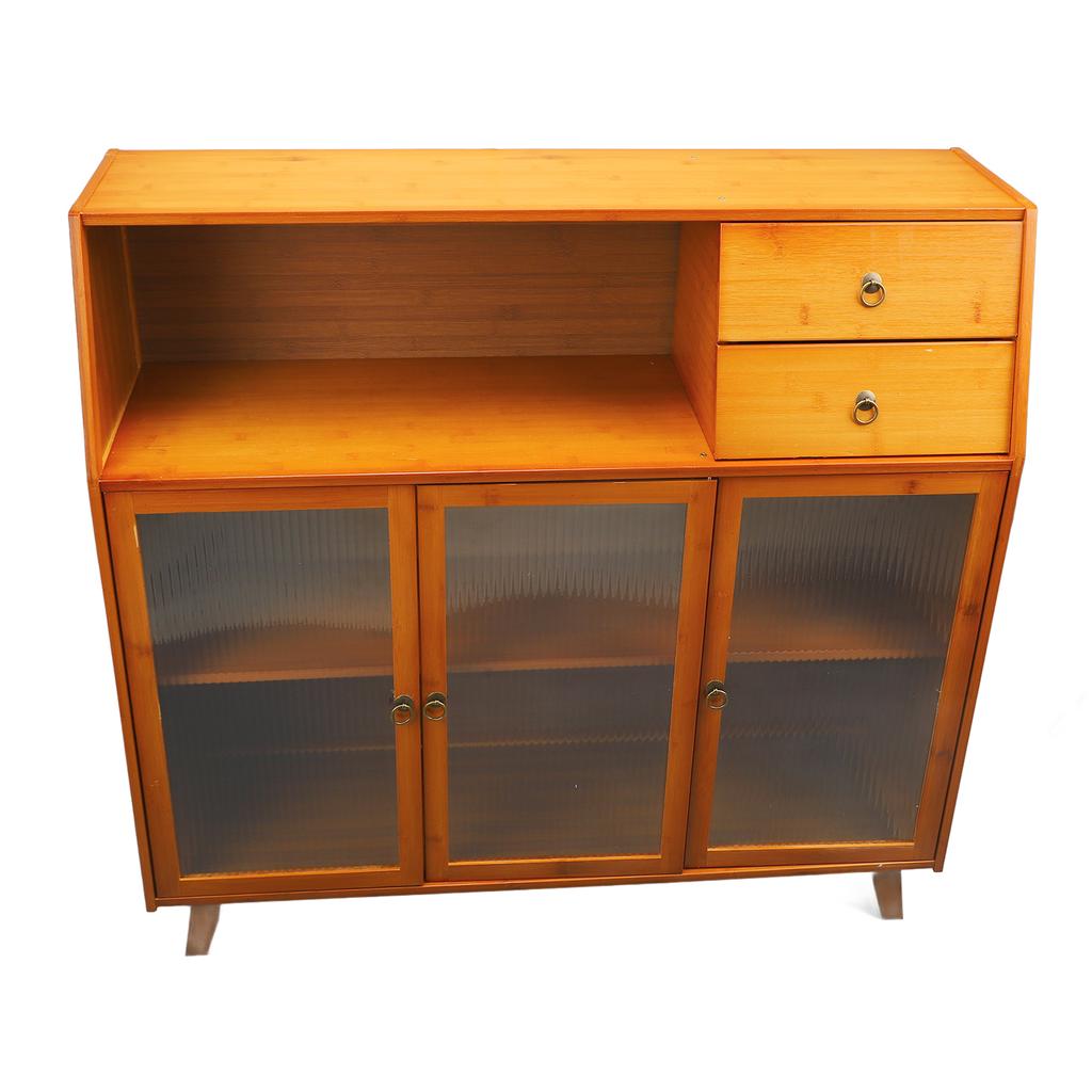 Kitchen Sideboard 3 Compartments 2 Shelves 2 Drawers Multifunction Buffet Cabinet Sideboard with 3
