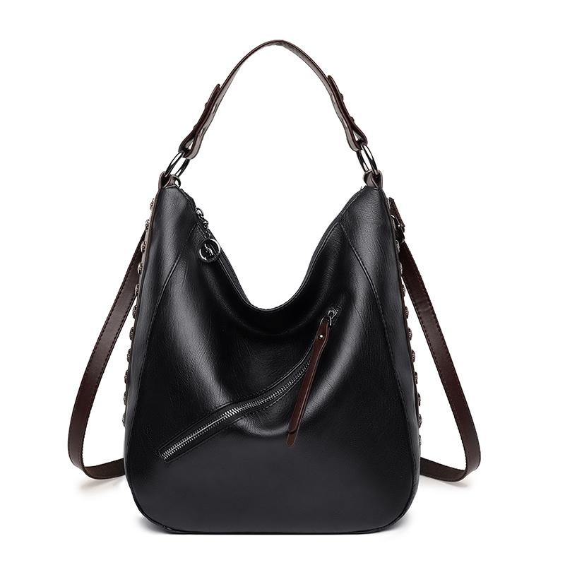 

Высококачественные кожаные роскошные сумки с заклепками, женские сумки на ремне, дизайнерская сумка через плечо для женщин, модная женская сумка-мессенджер чёрный