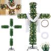 A Cross-shaped Christmas Tree With Lights, Pre-lit, Elongated, Pencil-shaped Artificial Tree, Complete With A Scarf And Christ Crown, Suitable For