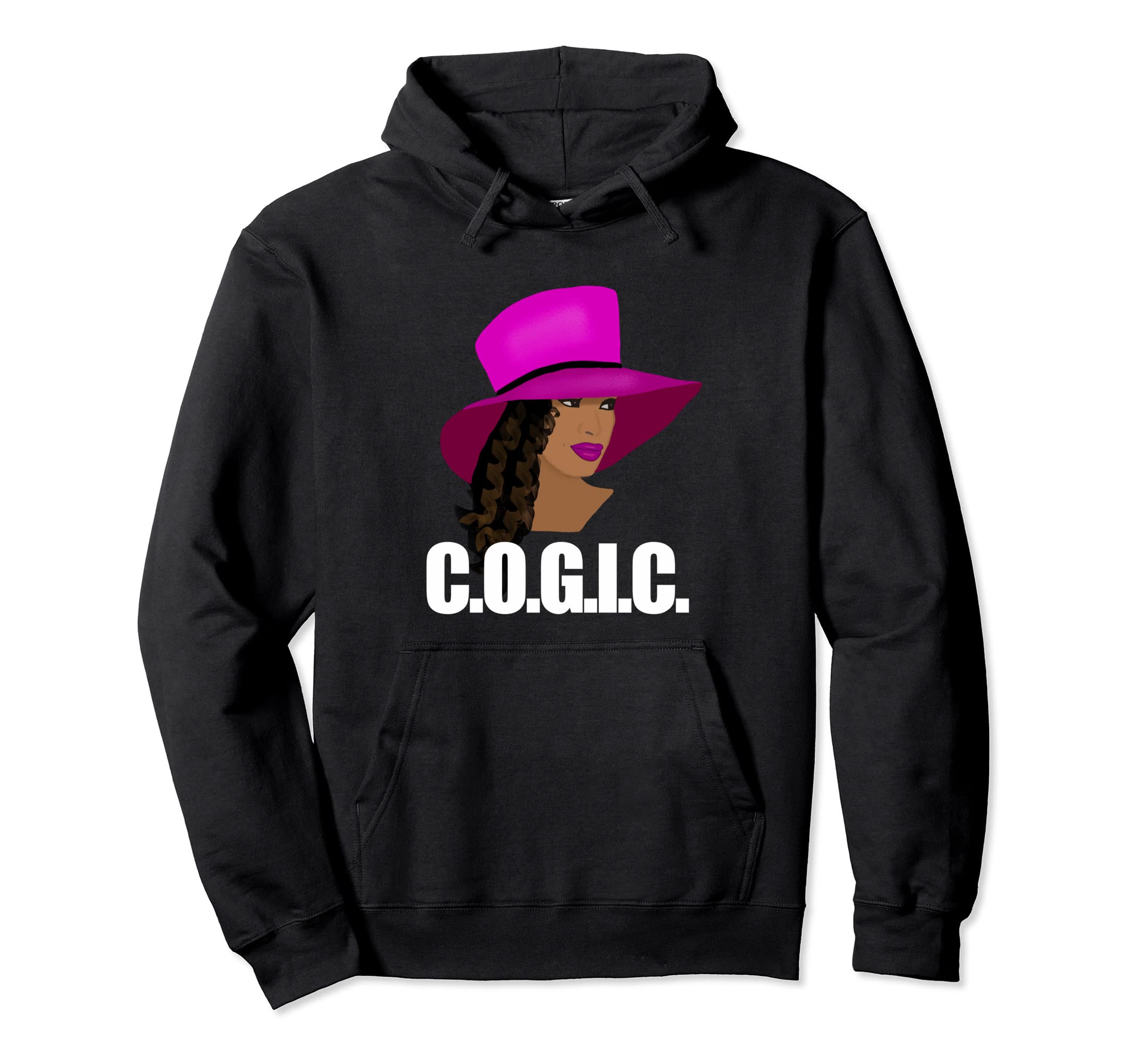 

COGIC African American woman wearing hat hoodie
