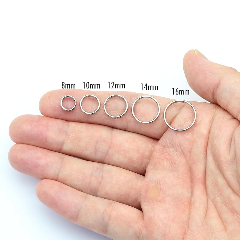 [TUNUKE] titanium Ti ring key ring key ring carabiner key lightweight Does not rust luster mirror surface Outer diameter 8/10/12/14mm (10mm, R mirror