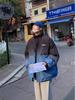 Gradient Color Thickened Cotton Jacket for Men - Autumn/Winter Trendy American Loose-Fit Coat