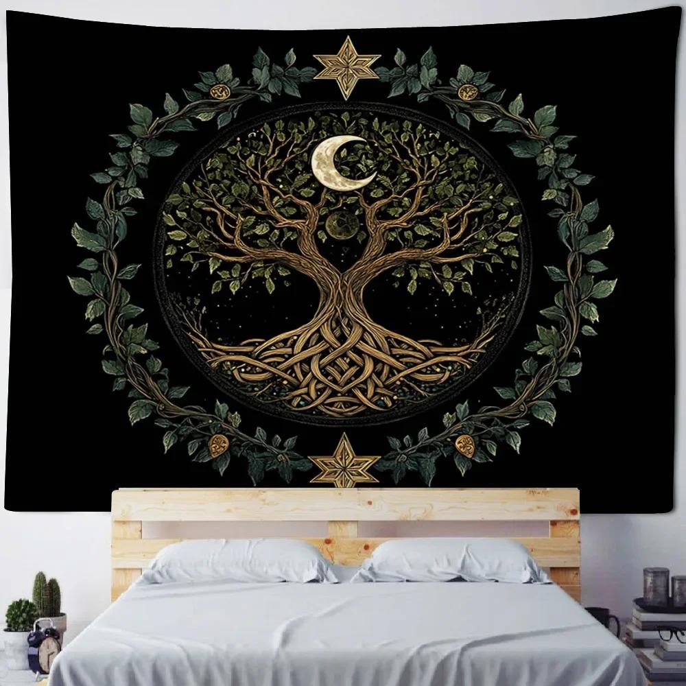 Psychedelic Tree of Life Art Tapestry Mandala Wall Hanging Cloth Bohemian Hippie Home Aesthetics Art Decorative Blanket