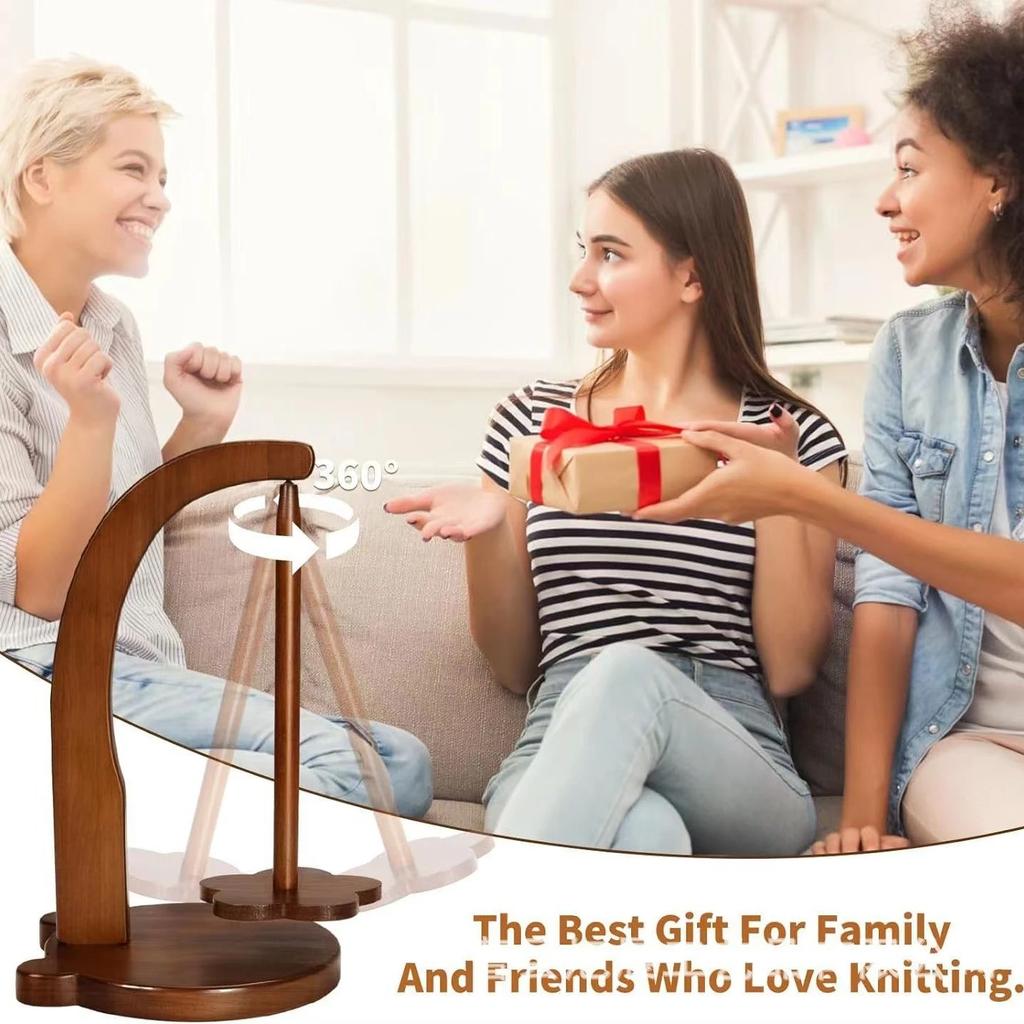 360° Rotation Spinner Wooden Yarn Holder Spinning Knitting Tools Crochet Holder Rotating Magnetic Thread Spool Wool Ball Winder