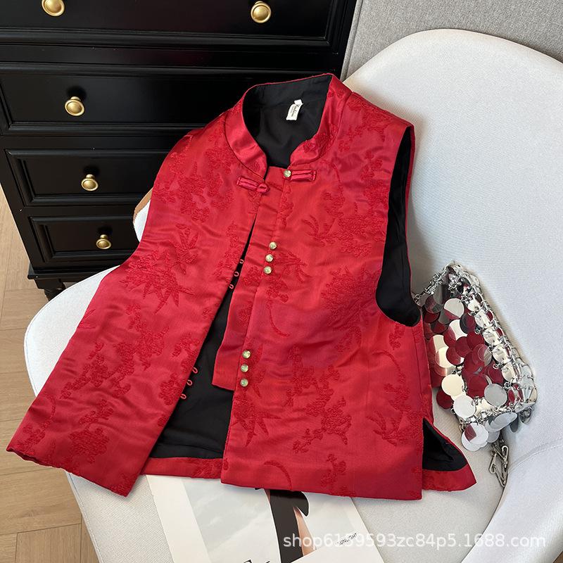 Premium Early Spring Red Outer Vest 2025 New Unique Chic Vest Top