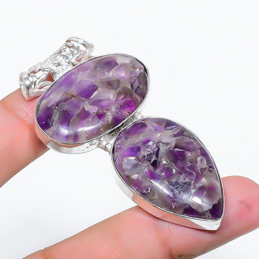 

Sage Amethyst Gemstone Handmade Ethnic Gift Jewelry Pendant 2.48 VR-1527