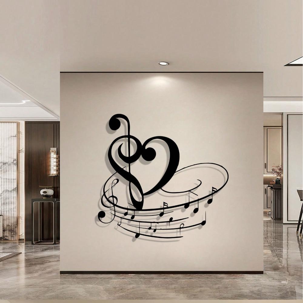 Retro železná hudební nota srdce nástěnná dekorace, dárek pro hudebníka, domácí dekorace, kovová socha