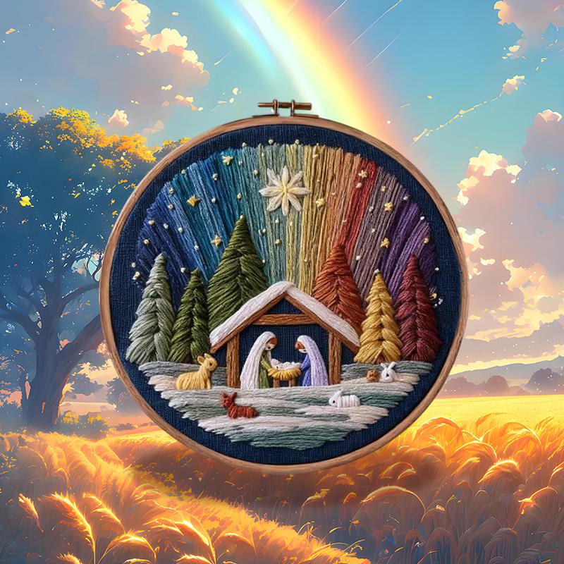 DIY Julkrubba Broderisats – Brodera Den Heliga Berättelsen, Jul DIY Broderidockset, Komplett Julkrubba Kit