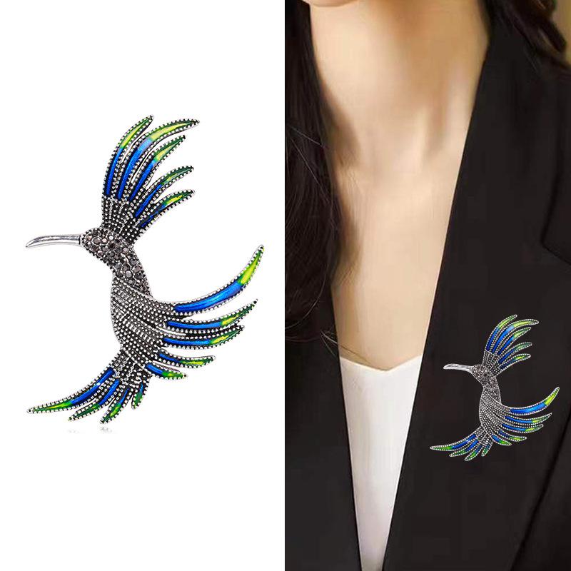 Japan Og Sør-Korea Søt Kreativ Kolibri Brosje Mote Legering Emalje Oljedråpe Diamant Nål Smykker