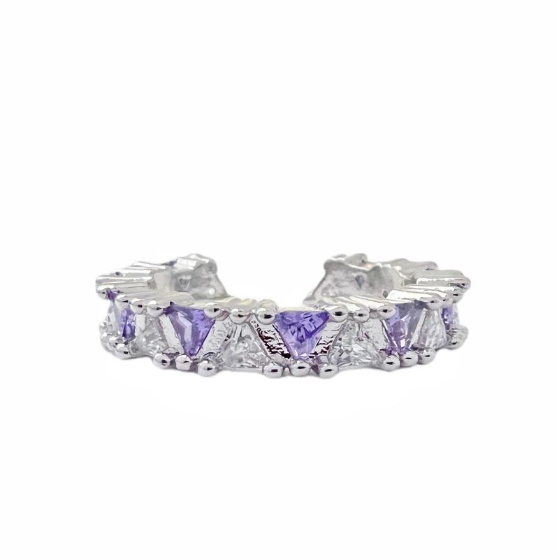 Color Treasure Diamond Opening Ring Niche Design Light Luxury High Sense Personality Fashion Super Fairy Zircon Row Diamond Ring Woman