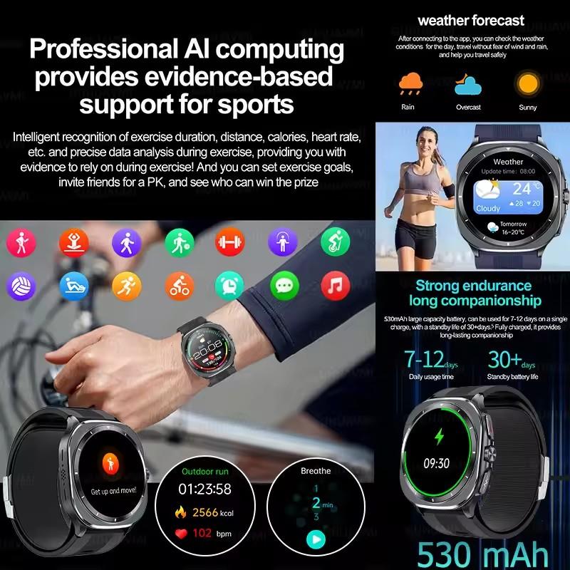 2026 Bomba de Aire Nueva Airbag Medición Precisa Reloj Inteligente Hombre Micro Examen Físico Presión Arterial Deporte SmartWatch