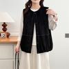 Plus Size Women's Suede Velvet Round Neck Cardigan Vest - Slimming, Versatile Spring Top