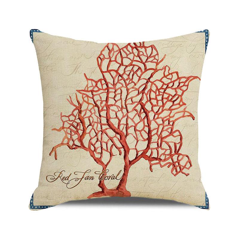 Watercolor Painting of Coral Marine Creatures Digital Printing Short Plush Pillow Covers for Car Sofa Office Cushion Cover
