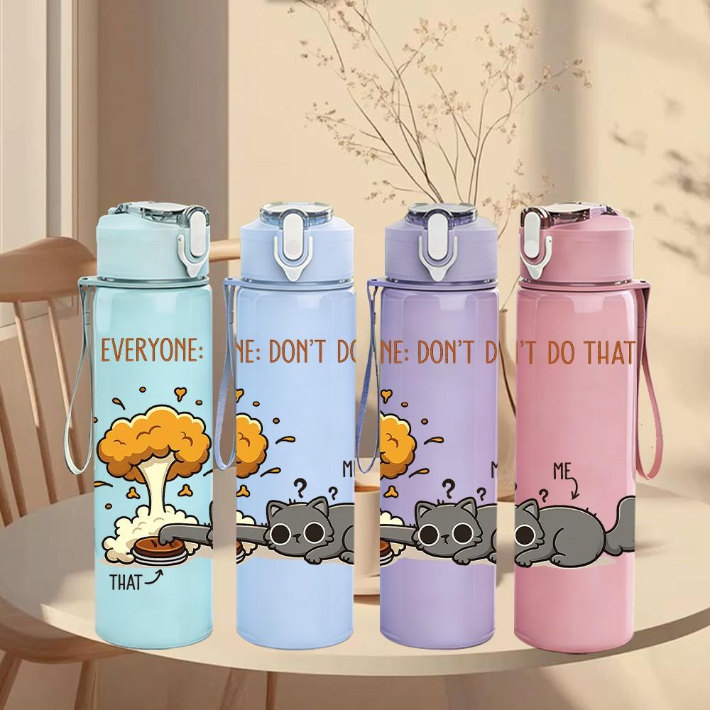 1PC Mushroom Mouse Funny Quote Print 750ml Color Plastic Sports Water Bottle Leakproof Flip Straw Lid Suitable for Sports Office Home Use