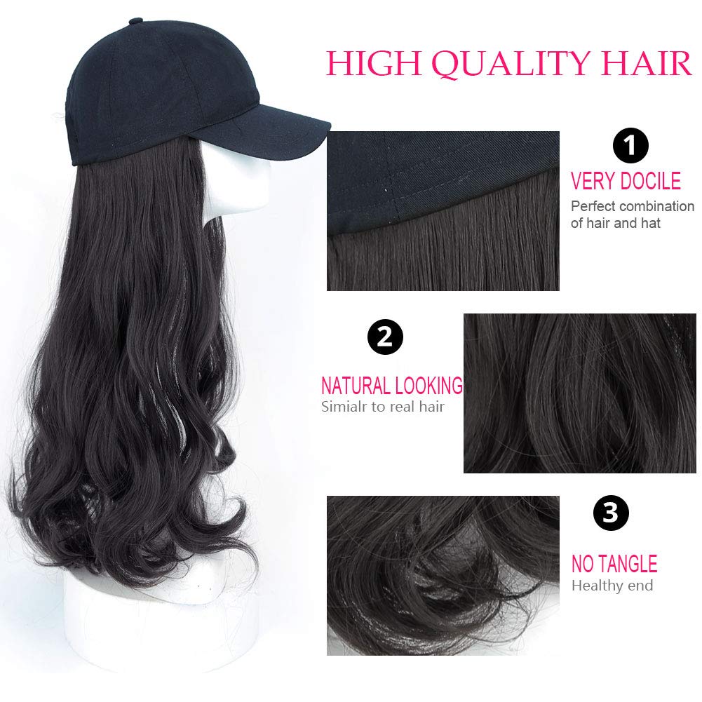 Hair Wig With Baseball Cap Straight&Wave Curly Hair Women Girl's Wigs