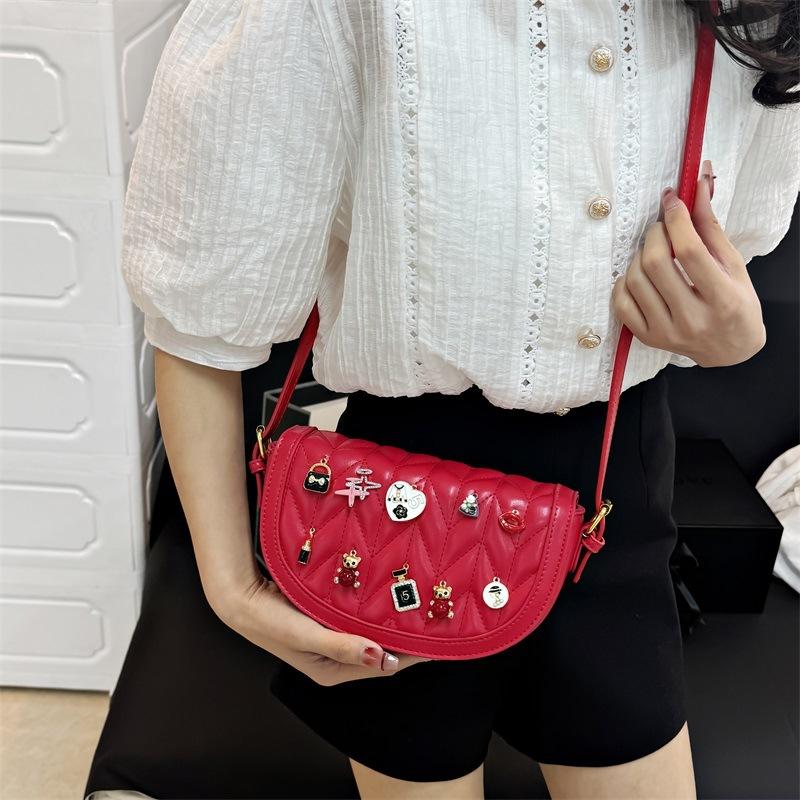 Bags Xiaoxiangfeng Rhombus Women's Bag 2025 New Korean Edition Fashion Splicing Trend One Shoulder Crossbody Saddle Bag