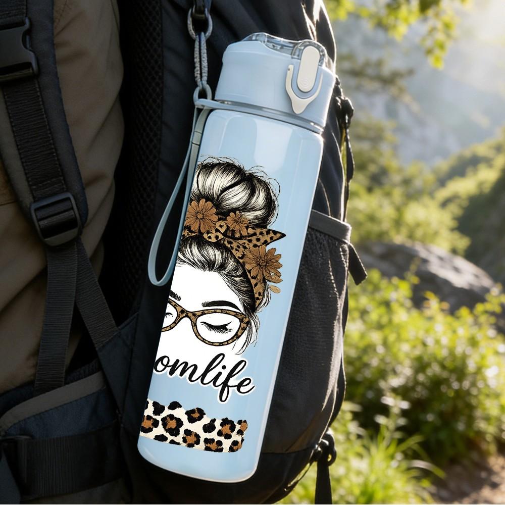 1PC Woman Glasses Funny Quote Print 750ml Color Plastic Sports Water Bottle Leakproof Flip Straw Lid Suitable for Sports Office Home Use