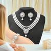Elegant Imitation Pearl Jewelry Set: Necklace, Earrings & Bracelet for Prom, Party, Vacation, or Bridal Gown.