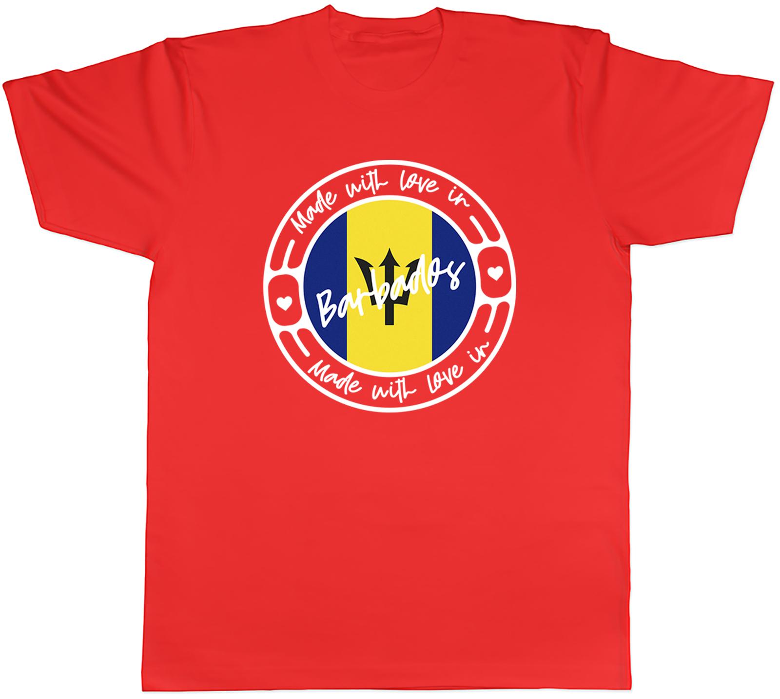 Made With Love In Barbados Country Mens Unisex TShirt Tee Gift S