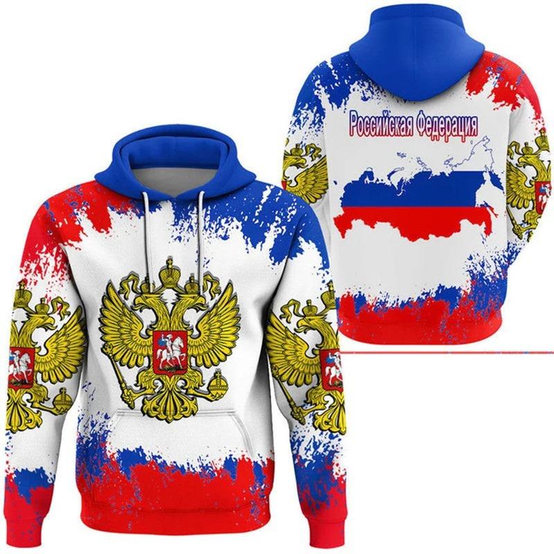 Fashion Men's Hoodie Russia National Emblem Camo 3D Print Fall Sweatshirt Hoodie Street Casual Boy Sweatshirt Y2K Men's Oversized Top Clothing
