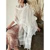 Embroidered Floral Gauze Scarf - Lightweight Vintage Sun Protection Shawl for Travel, Cheongsam, or As a Wrap