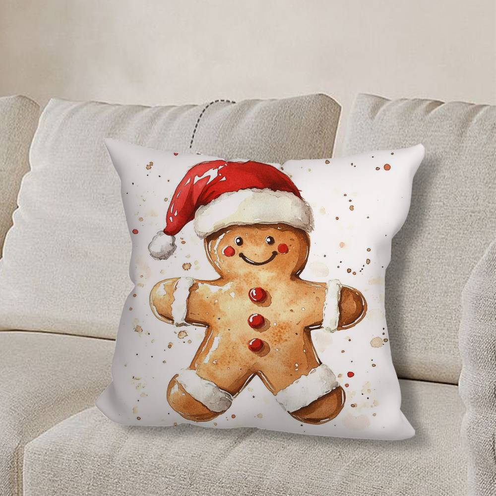 Christmas G-gingerbread Art Pillow Case Sofa Living Room Bedroom Headboard Backrest Cushion Square Cushion Nap Time