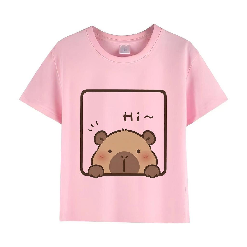 Summer Trend Capybara Printing Cute Children's Short-Sleeved T-Shirt Cute Comfortable Versatile Boy and Girl T-Shirt
