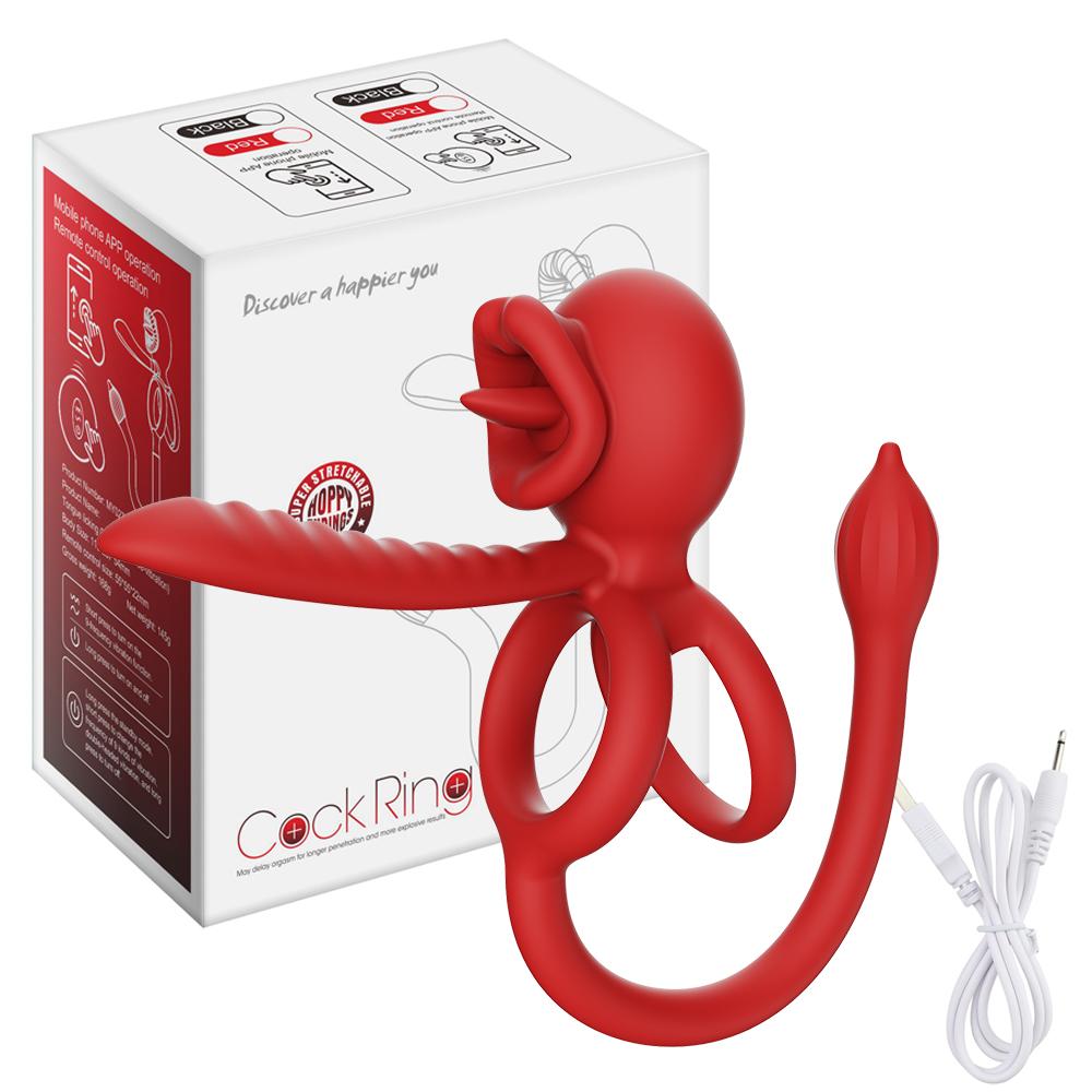 APP Control Penis Cock Ring Vibrator Penis Delayed Ejaculation Testicles Clit Nipple G Spot Stimulator Sex Toy for Couples 18+