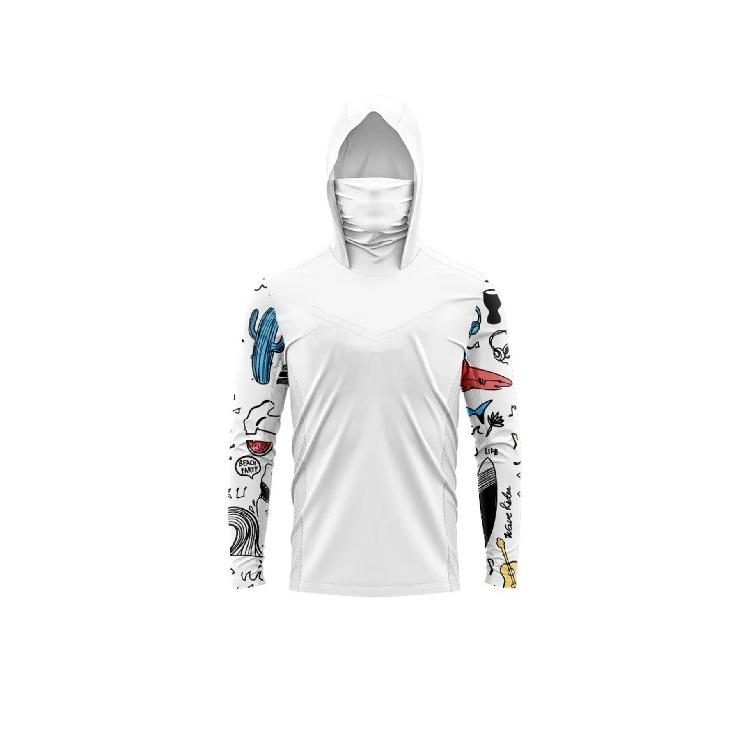 Fishing Hoodie Shirts with Mask UV Protection Fishing Clothing Men's Long Sleeve Hiking Sportswear T-shirts