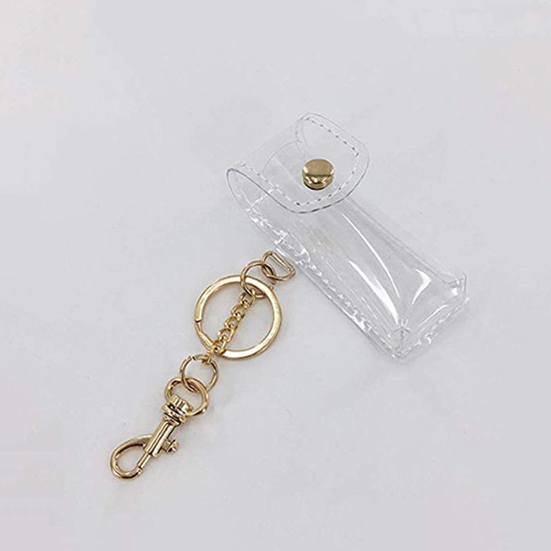 Chapstick Pouch Keychain Transparent Pvc  Lipstick Holder For Outdoor Lip Balm Lipsticks Keyrings Accessory