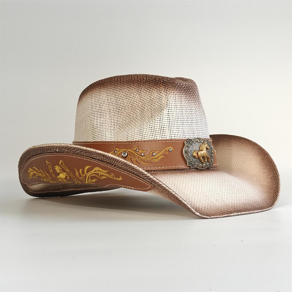 Embroidery Horse Accessories Straw Cowboy Hat For Women Men – Western Sun Hat For Country Concert Rodeo And Cowgirl Hat