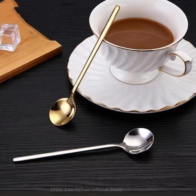 Long Handle Teaspoon Stainless Steel Rose Mixing Spoon Unusual for Dessert Honey Salad Tea Coffee Spoons Kitchen Bar Accessories