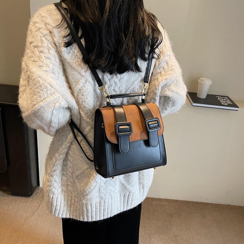 Women's Backpack, Student Handbag, New Popular Splicing, Contrasting Colors, Large-capacity Commuting, Small Backpack