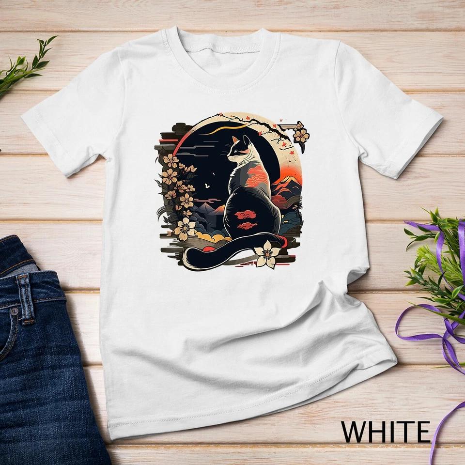 Cat Japan Style Funny Cat Gift Retro Vintage Funny Cat T-Shirt Unisex T-shirt 8 M