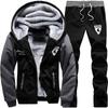 Men's Thickened Thermal Zip Up Hoodie Sweatpants Set Winter Sportswear