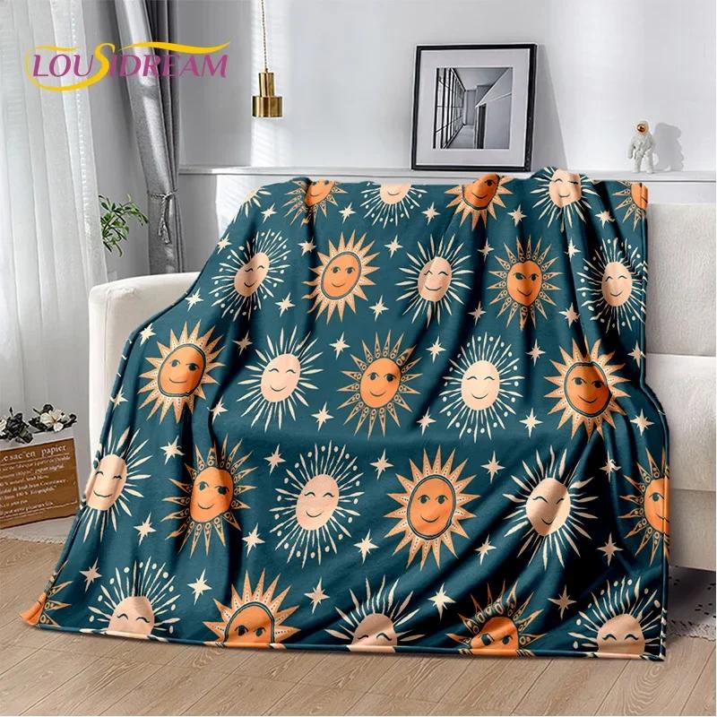 Misteriosa Manta de Franela Suave con Mandala del Sol y la Luna del Tarot para Camas, Dormitorio, Sofá, Picnic, Manta de Tiro para Ocio al Aire Libre, Regalo