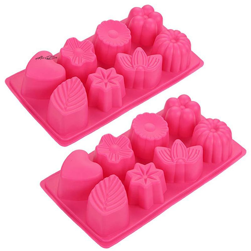 8 Compartment Jelly Mold Silicone Fondant Flower Heart Cake Chocolate Mould Reusable Kitchen Home Baking Tool
