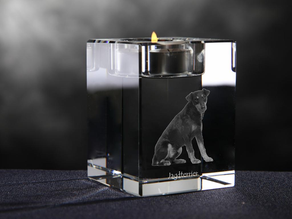 Jagdterrier – Candle holder with dog photo, crystal tealight holder | Art-Dog